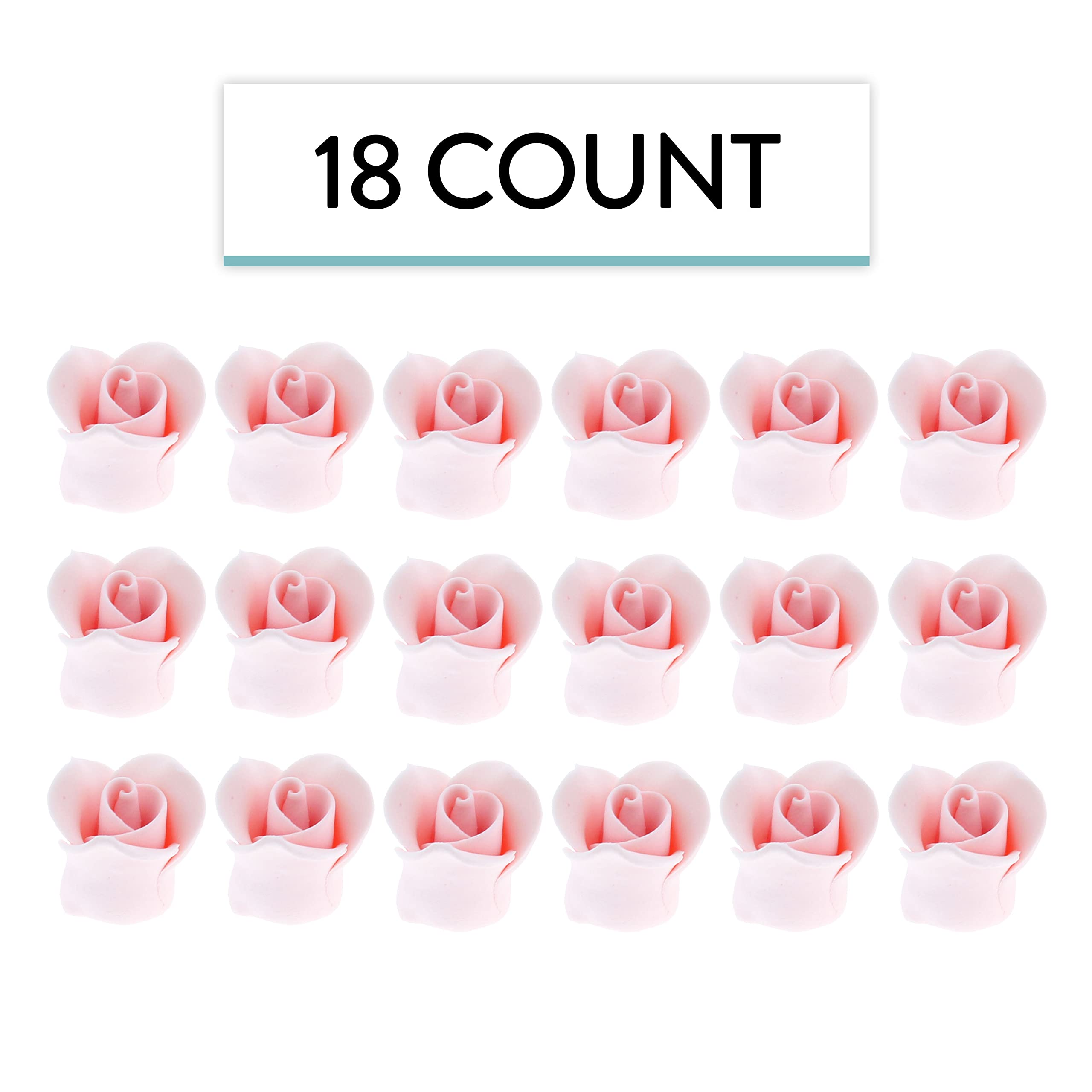 Tiny Rose Sugar Flowers, Edible Cupcake Toppers, Extra Small, by Global Sugar Art, Pink