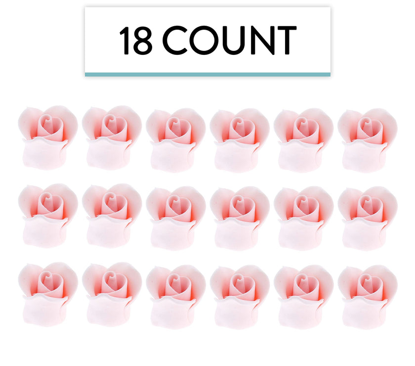 Tiny Rose Sugar Flowers, Edible Cupcake Toppers, Extra Small, by Global Sugar Art, Pink