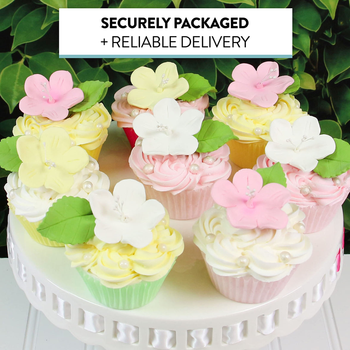 Fruit Blossoms & Leaves Gum Paste Cake Flowers 18 Count Sugar Flowers by Global Sugar Art