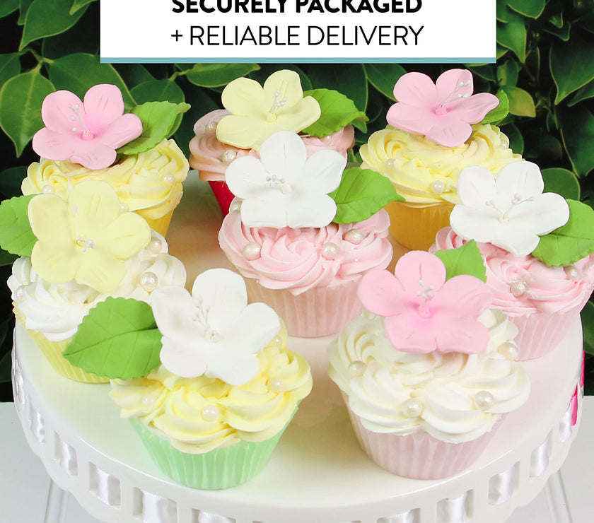 Fruit Blossoms & Leaves Gum Paste Cake Flowers 18 Count Sugar Flowers by Global Sugar Art