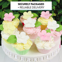 Fruit Blossoms & Leaves Gum Paste Cake Flowers 18 Count Sugar Flowers by Global Sugar Art