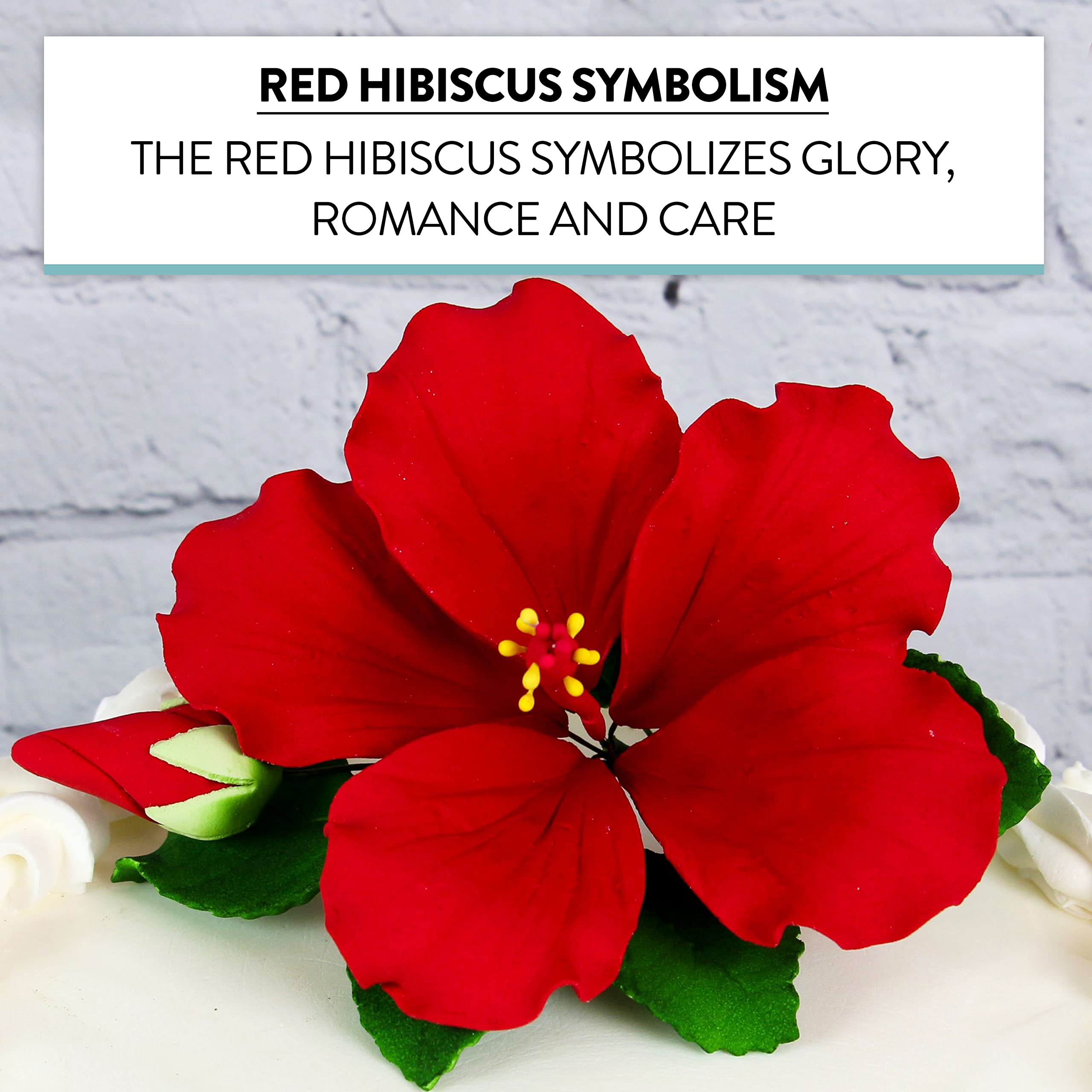Tropical Hibiscus Sugar Cake Flower Spray by Global Sugar Art, Red