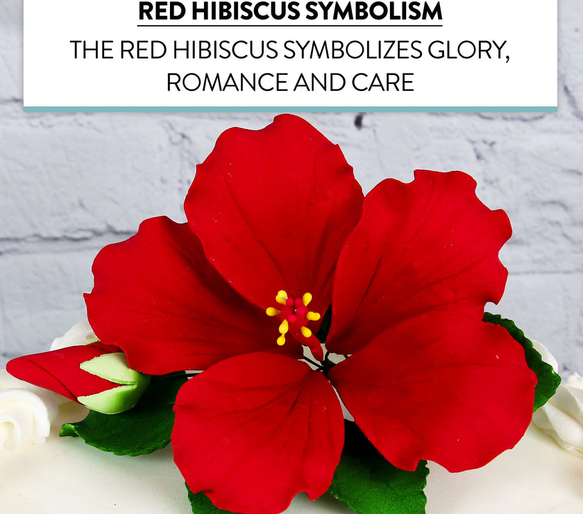 Tropical Hibiscus Sugar Cake Flower Spray by Global Sugar Art, Red