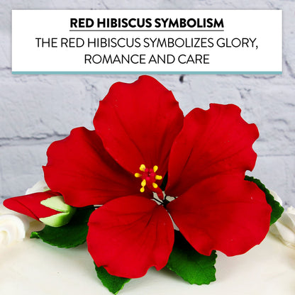 Red Tropical Hibiscus with Leaves