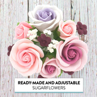 Rose Bouquet Cake Decoration, Elegant Garden Rose Cake Topper, by Global Sugar Art, Pink and Lavender