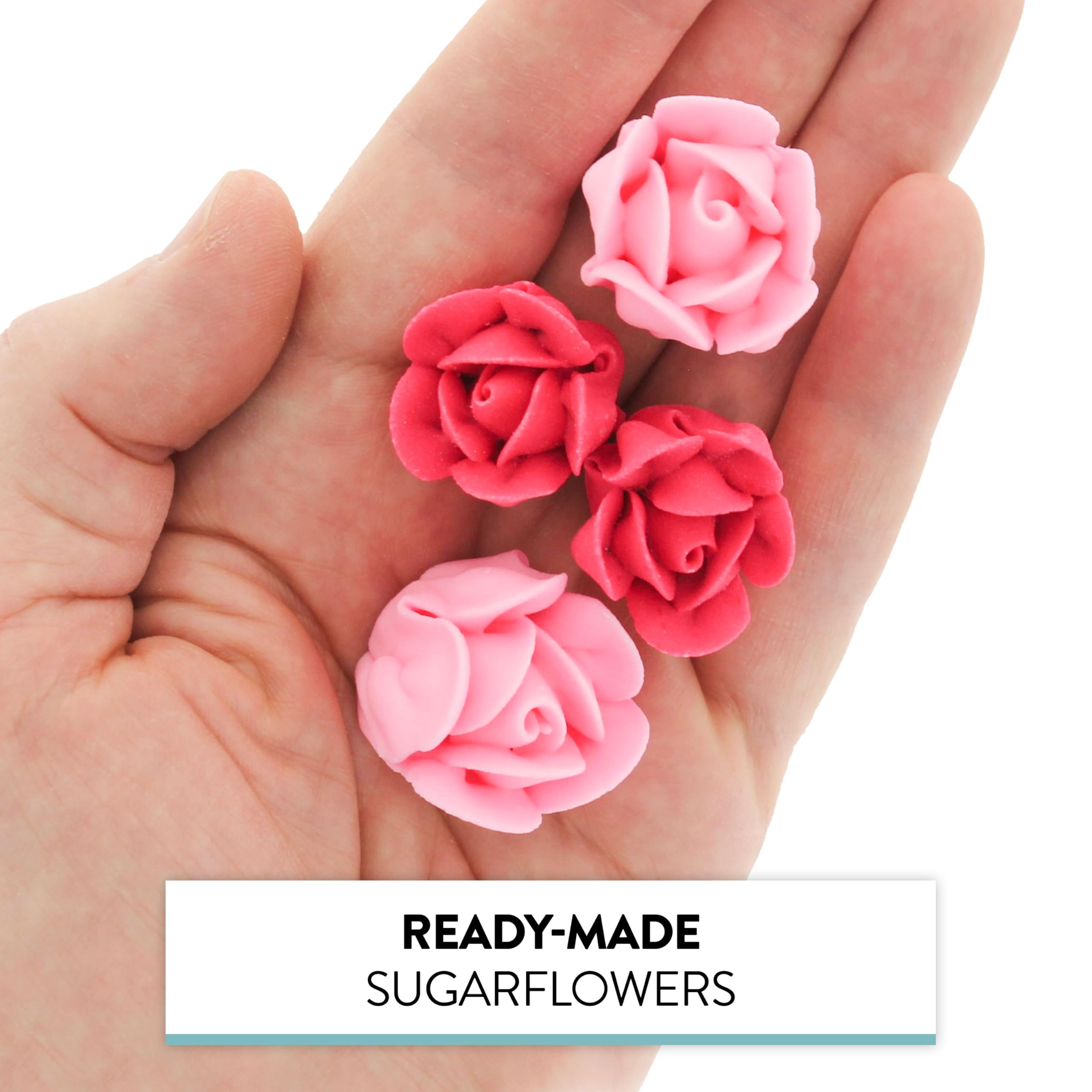 Edible Royal Icing Roses, Two Dozen Roses for Cupcake Decorating, by Global Sugar Art, Pink and Red Rose Set