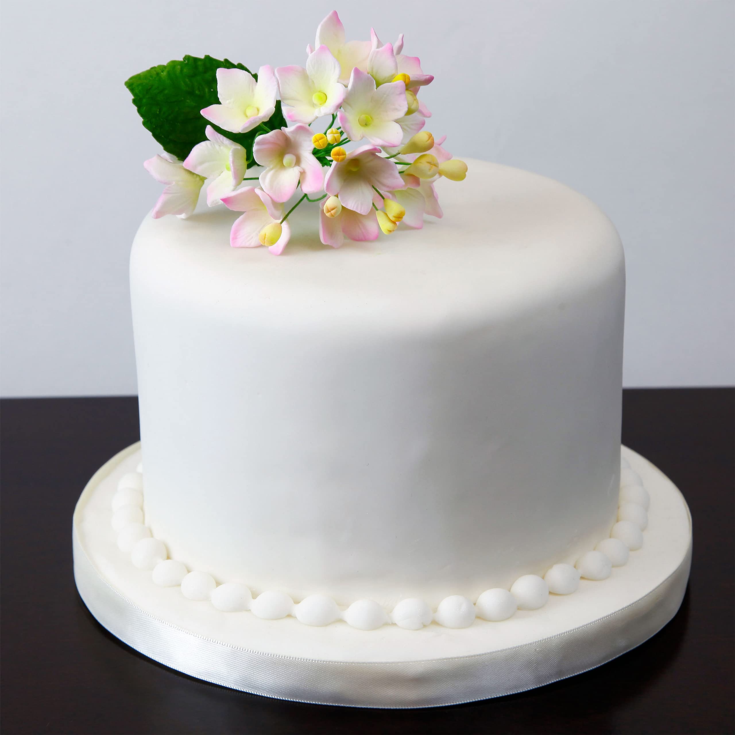 Hydrangea Blossoms Sprays, Sugar Cake Flowers by Global Sugar Art, 4 Count, Pink