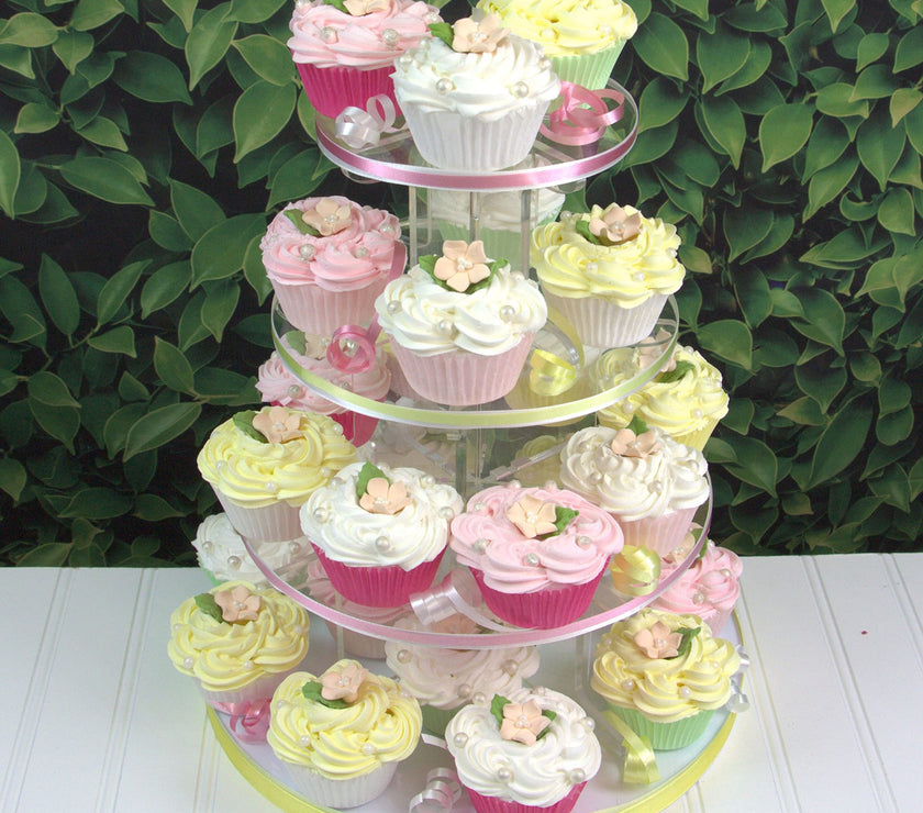Flower Blossoms with Leaves, Edible Sugar Flowers for Cakes & Cupcakes, by Global Sugar Art, Peach
