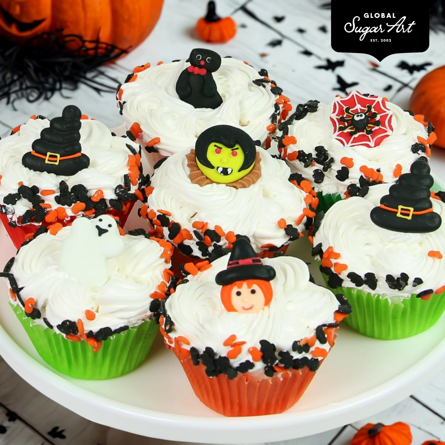 Halloween Cupcake Toppers, Witch/Cat Pack