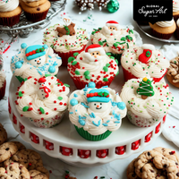 Christmas Cupcake Toppers, Edible Royal Icing Decorations, by Global Sugar Art (Santa Reindeer)