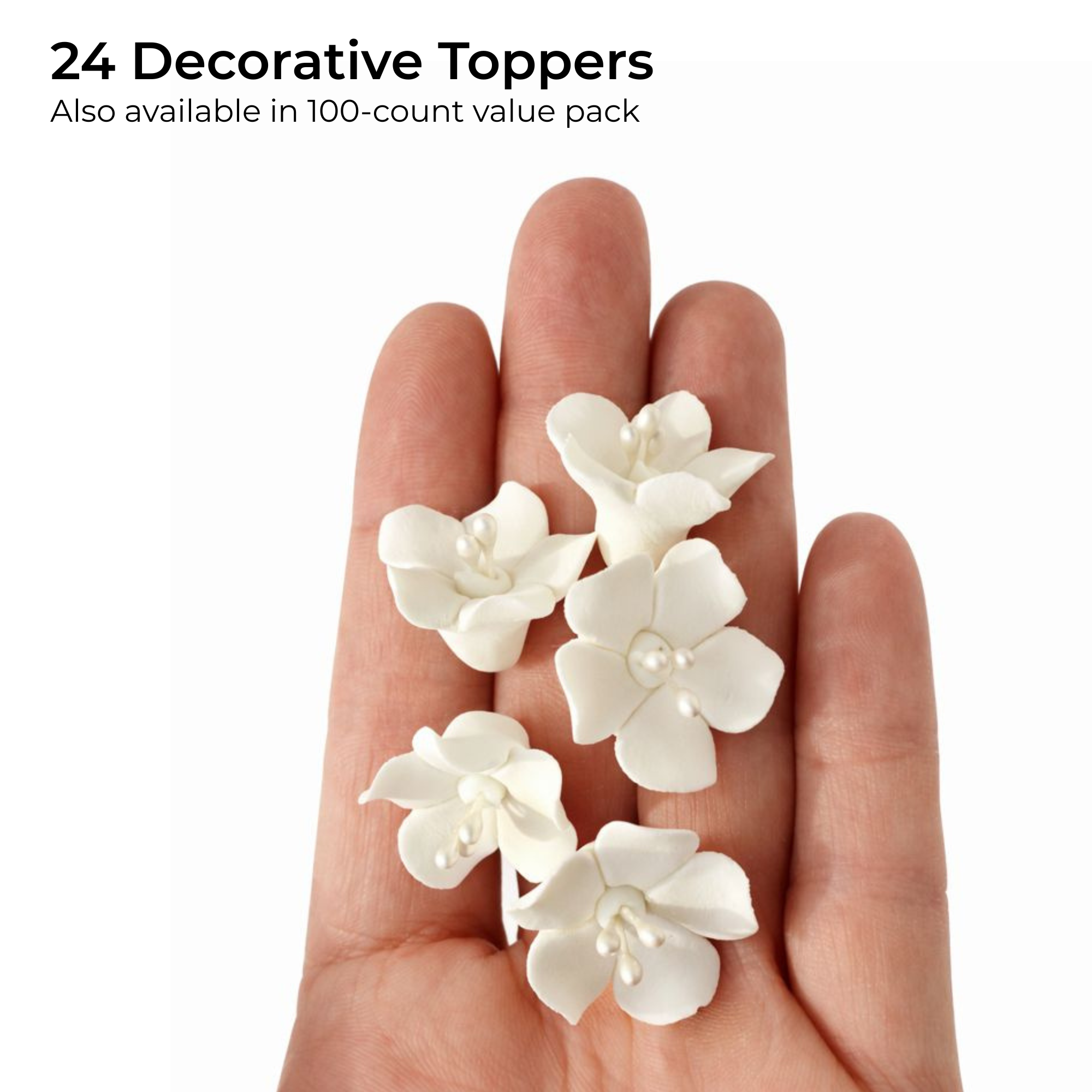 Global Sugar Art Blossom Sugar Wedding Cake Flowers with Pearl Stamens, White, by Chef Alan Tetreault