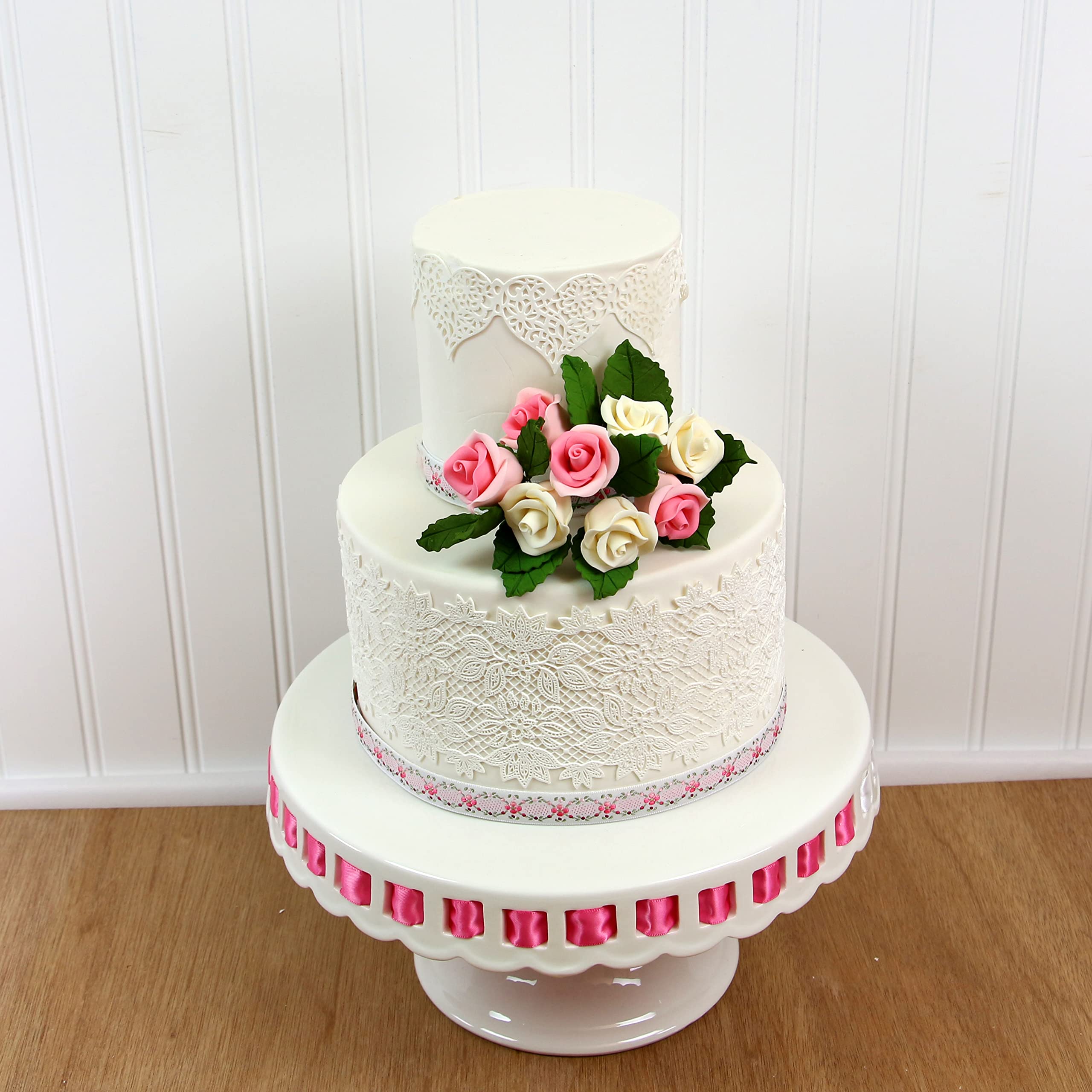 Shrub Rose Sugar Flowers for Cakes, by Global Sugar Art, Small, Pink