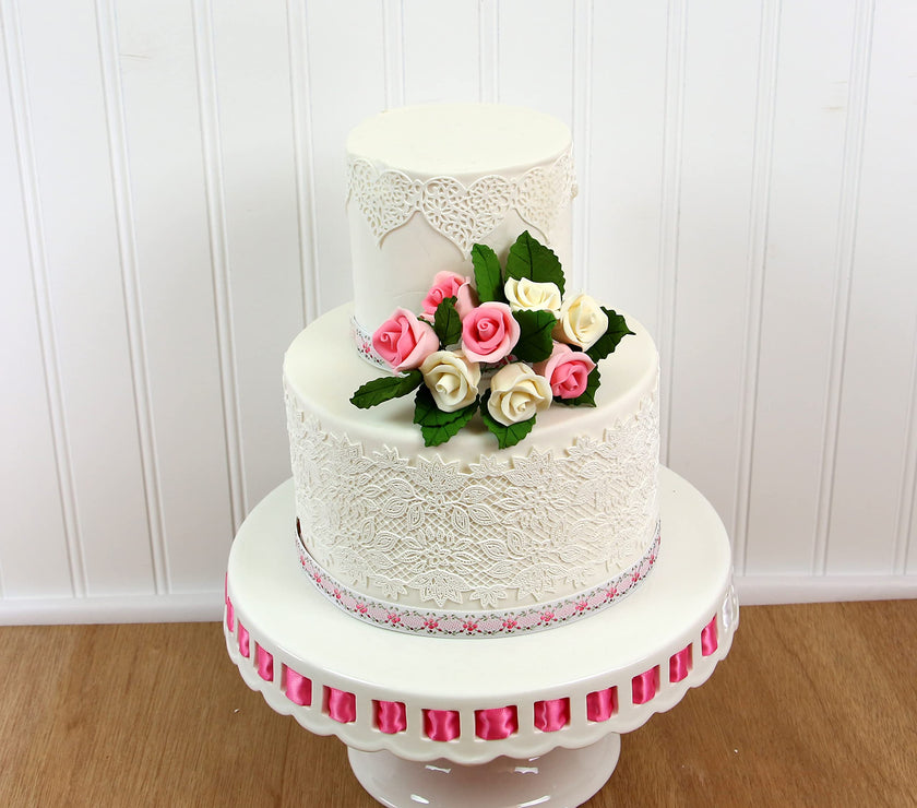 Shrub Rose Sugar Flowers for Cakes, by Global Sugar Art, Small, Pink