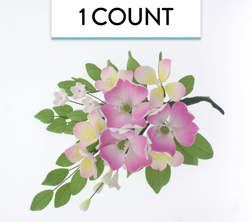 Impatiens Sugar Cake Flower Spray, by Global Sugar Art, Pink, 1 Count