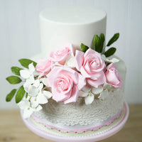 Peace Rose Sugar Flowers for Cake Decorating, by Global Sugar Art, Large, Pink