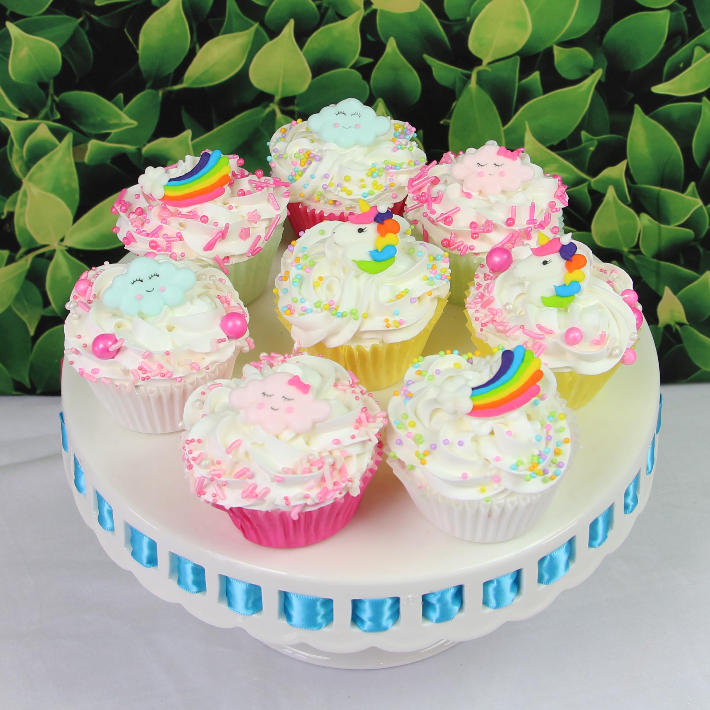Unicorns, Rainbows & Clouds Edible Kosher Royal Icing Decorations for Cakes, Cupcakes and Cookies, by Global Sugar Art