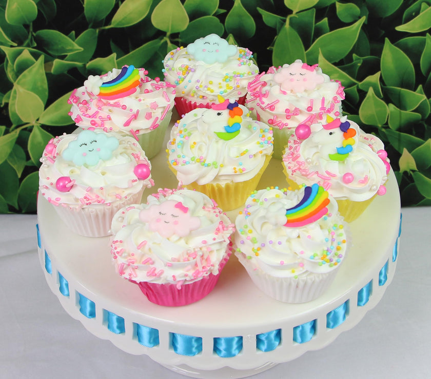 Unicorns, Rainbows & Clouds Edible Kosher Royal Icing Decorations for Cakes, Cupcakes and Cookies, by Global Sugar Art