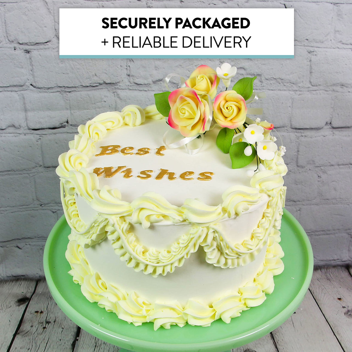 Petite Rose Spray, Sugar Flower Spray for Cakes, by Global Sugar Art, Yellow 3 Count