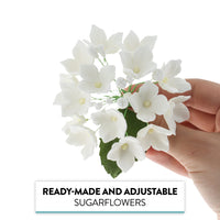 Hydrangea Blossoms Sprays, Sugar Cake Flowers by Global Sugar Art, 4 Count, White