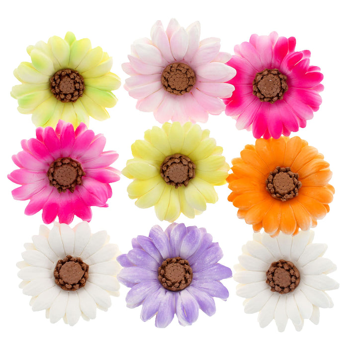 Global Sugar Art Summer Gerbera Daisy Sugar Cake Flowers Mixed Colors, 9 Count by Chef Alan Tetreault