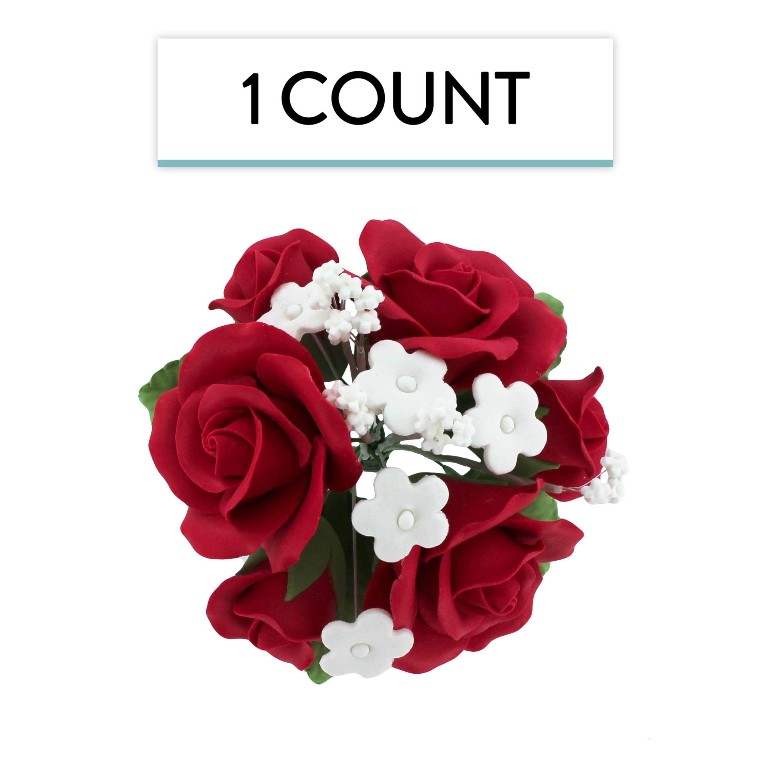 Rose Bouquet Cake Decoration, Elegant Garden Rose Cake Topper, by Global Sugar Art, Red