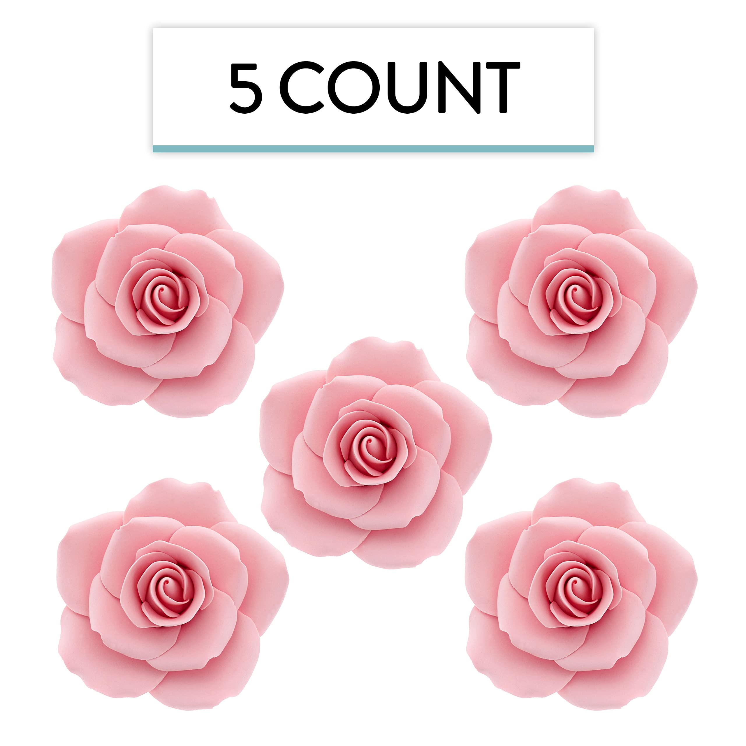 Jumbo Rose Sugar Cake Flowers by Global Sugar Art, Pink