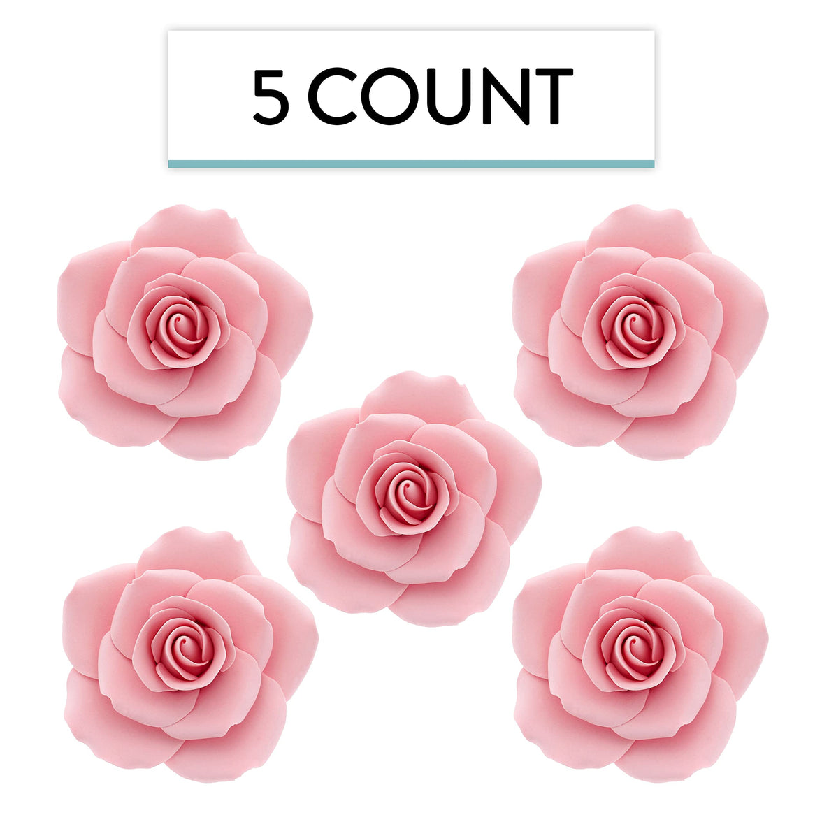 Jumbo Rose Sugar Cake Flowers by Global Sugar Art, Pink