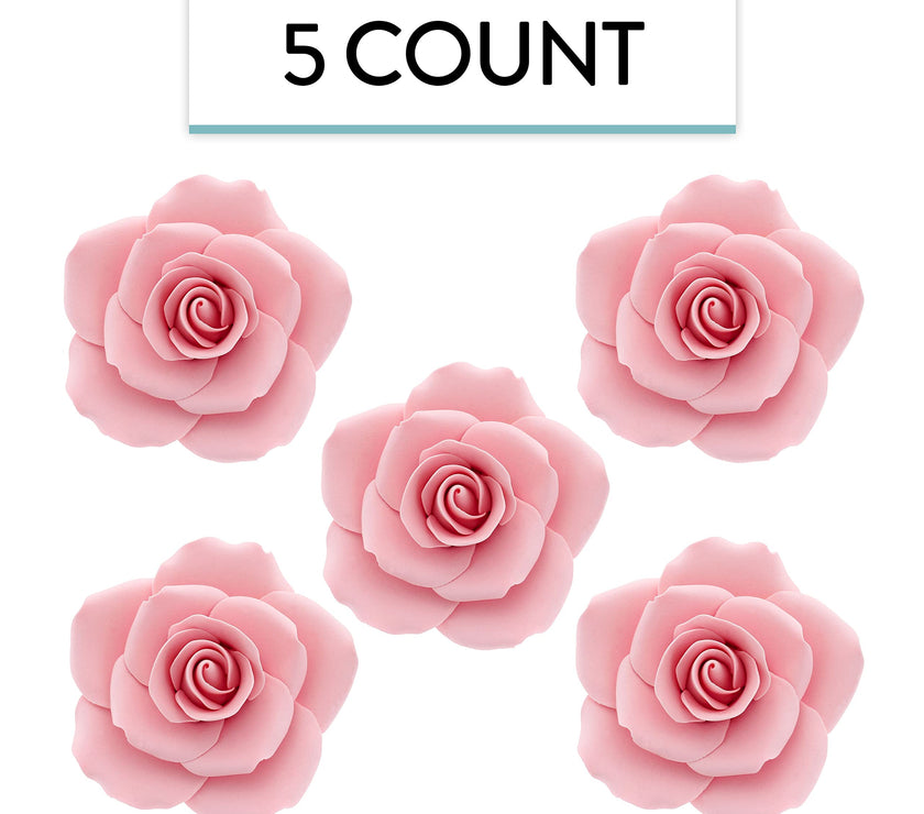Jumbo Rose Sugar Cake Flowers by Global Sugar Art, Pink