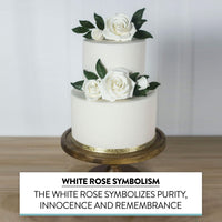 Peace Rose Sugar Flowers with Leaves, Cake Decorating Kit, by Global Sugar Art, Medium, White