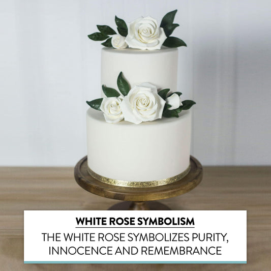 White Peace Rose with Leaves Kit, Medium (2-inch)