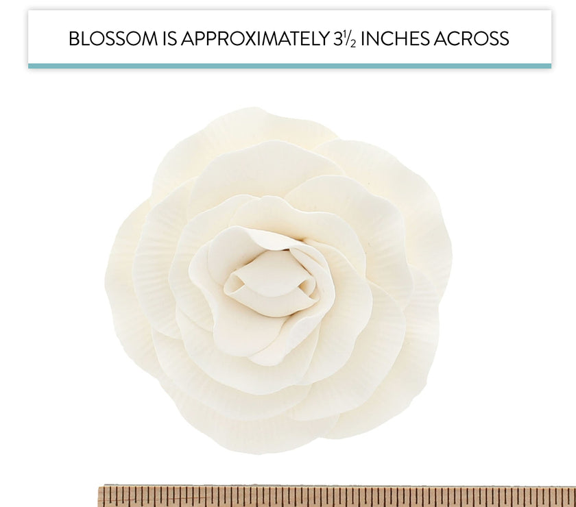 Peony Rose Sugar Cake Flowers, by Global Sugar Art, White, 4 Count