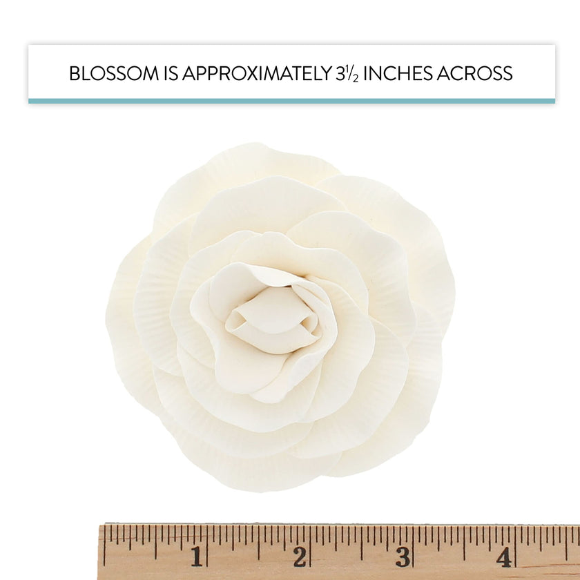 Peony Rose Sugar Cake Flowers, by Global Sugar Art, White, 4 Count