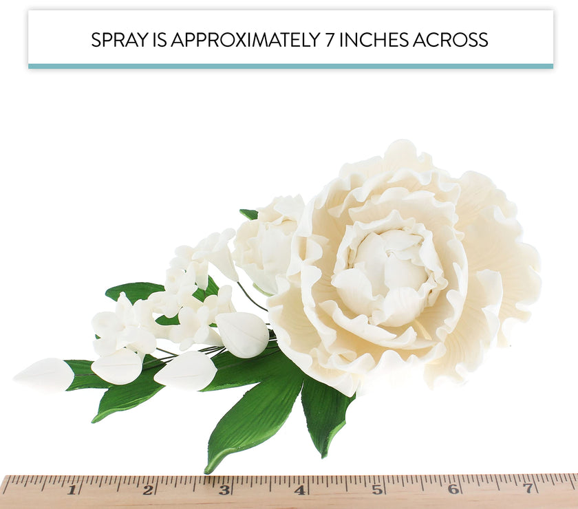 Premium Peony Sprays for Cake Decorating by Global Sugar Art, White Closed