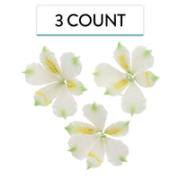 Global Sugar Art White Alstroemeria Sugar Cake Flowers by Chef Alan Tetreault, 3 Count