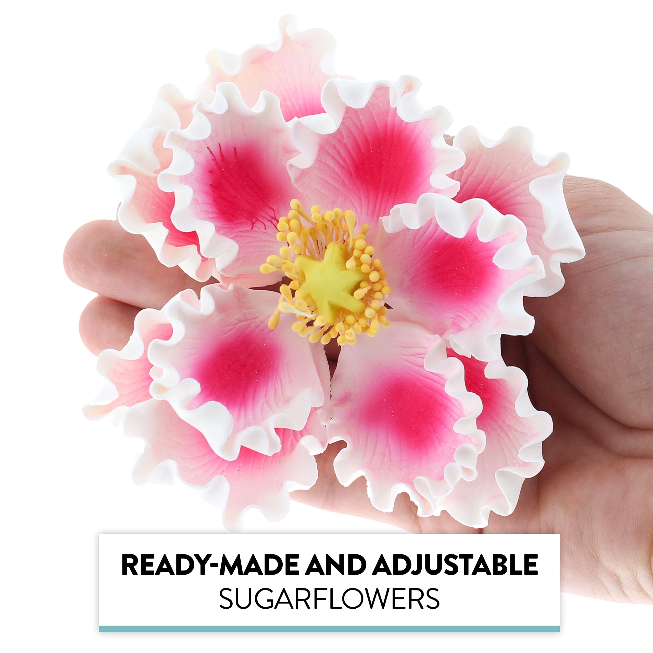 Deluxe Peony Decoration for Cakes, by Global Sugar Art, Pink with White