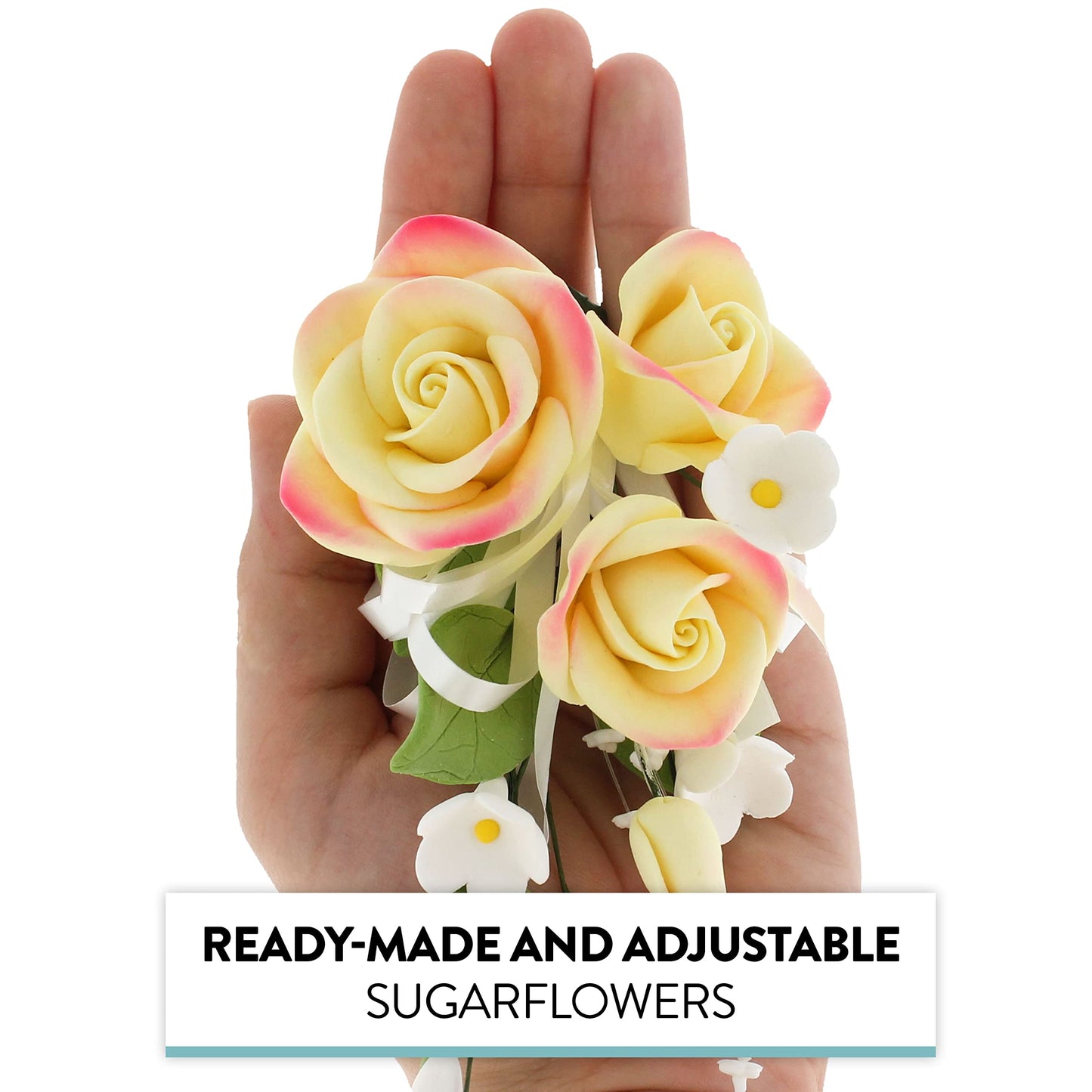 Yellow Petite Rose Spray with Ribbon, 2 Count