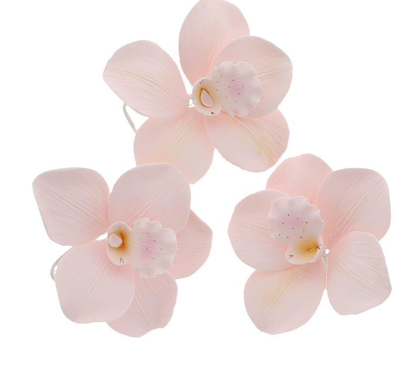Orchid Sugar Cake Flowers, Cymbidium Orchids, by Global Sugar Art, Large, Pink, 3 Count