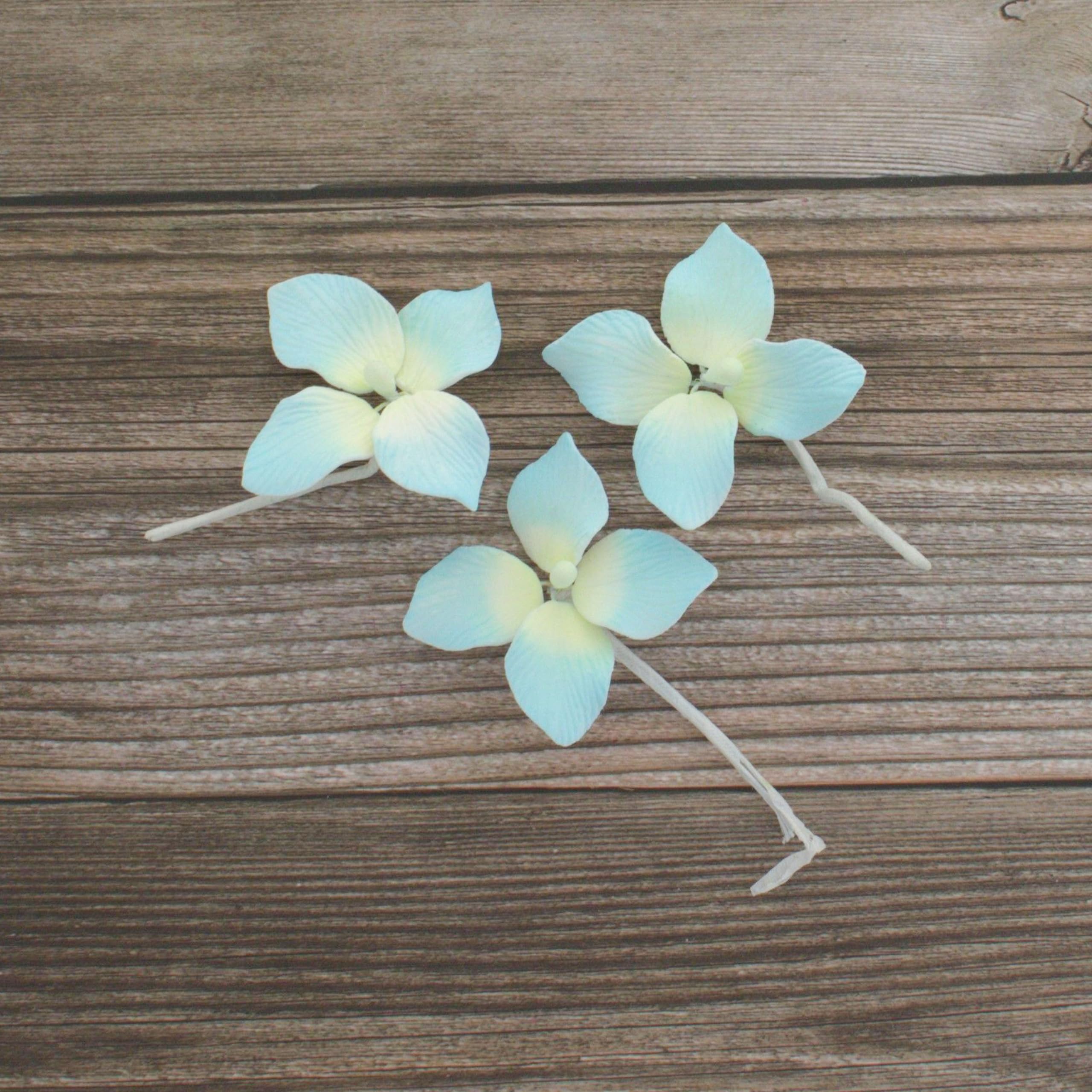 Hydrangea Blossoms, Flat Sugar Flowers by Global Sugar Art, 24 Count Blue