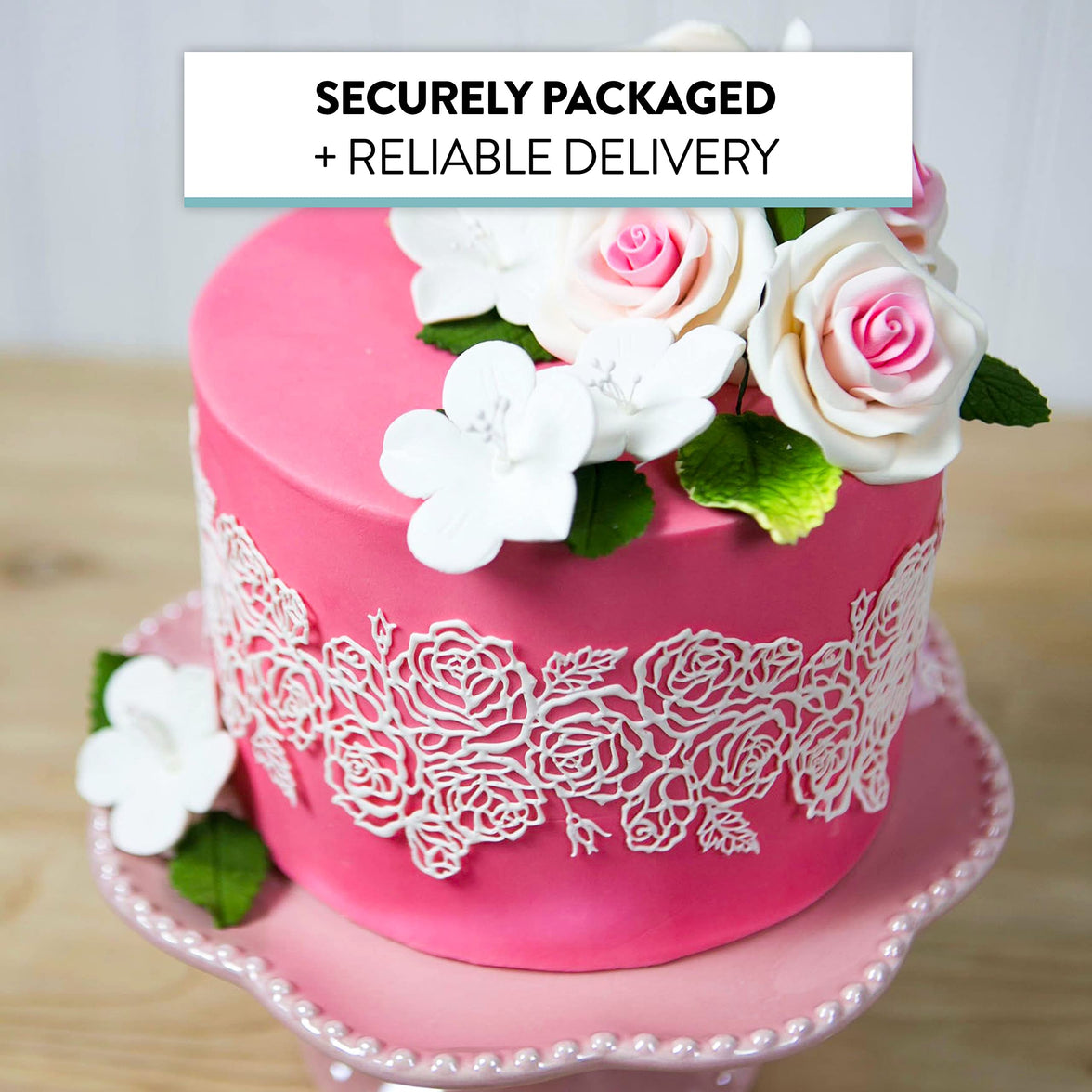 Shrub Rose Sugar Flowers for Cakes, by Global Sugar Art, Large, Pink