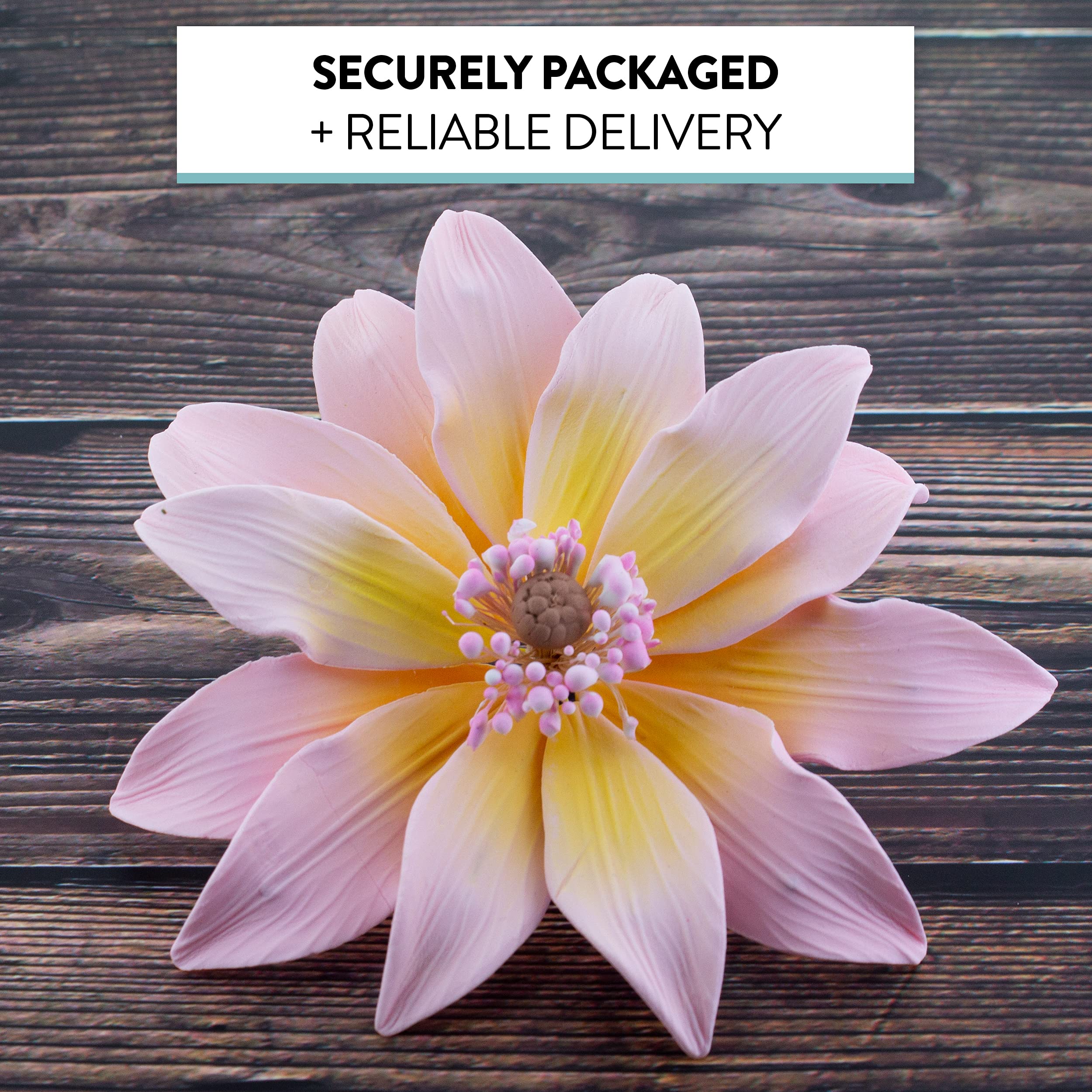 Tranquil Water Flowers, Decorative Sugar Cake Flowers by Global Sugar Art, 3 Count, Pink