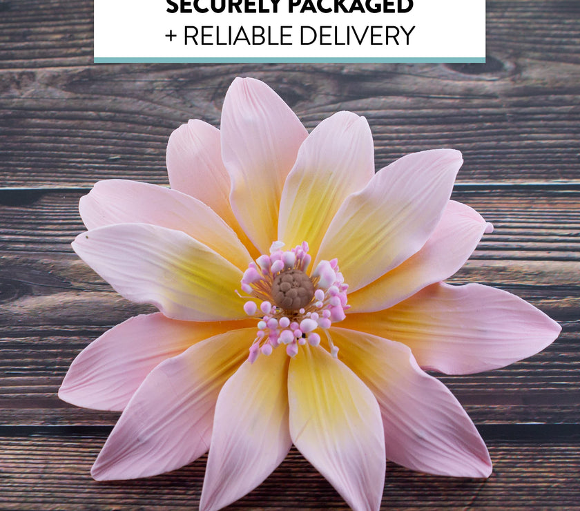 Tranquil Water Flowers, Decorative Sugar Cake Flowers by Global Sugar Art, 3 Count, Pink