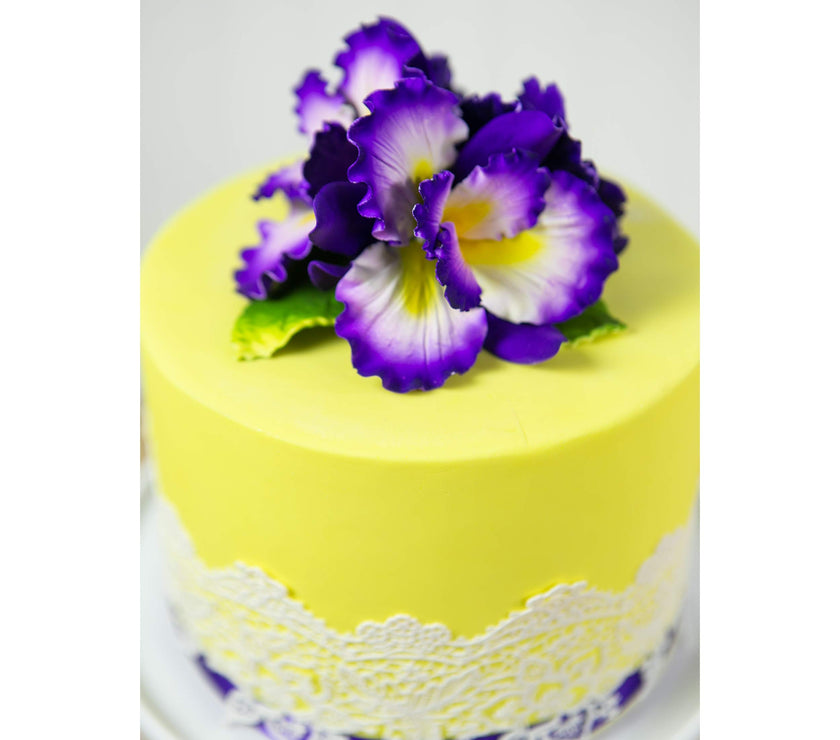 Dutch Iris Sugar Cake Flower, Cake Topper by Global Sugar Art, Purple