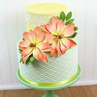 Tranquil Water Flowers, Decorative Sugar Cake Flowers by Global Sugar Art, 3 Count, Peach