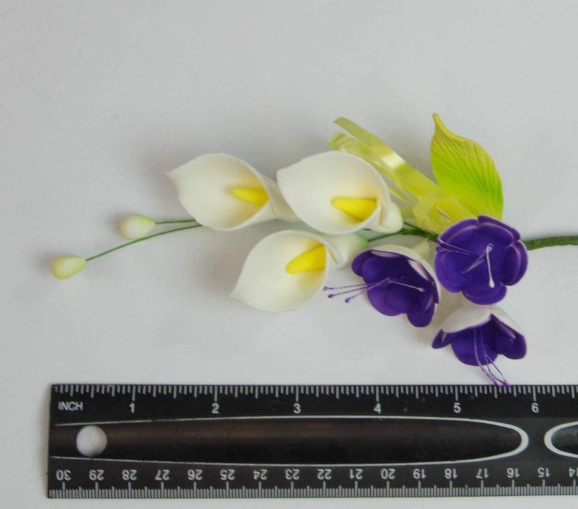 Assorted Sugar Cake Flower Sprays, Pastel Lily & Rose Mix, by Global Sugar Art, 6 Count
