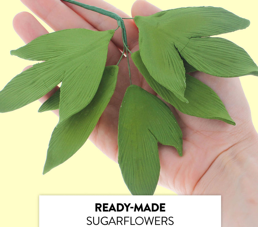 Peony Leaf  Spray  Cake Decoration by Chef Alan Tetreault, Global Sugar Art, 2 Count
