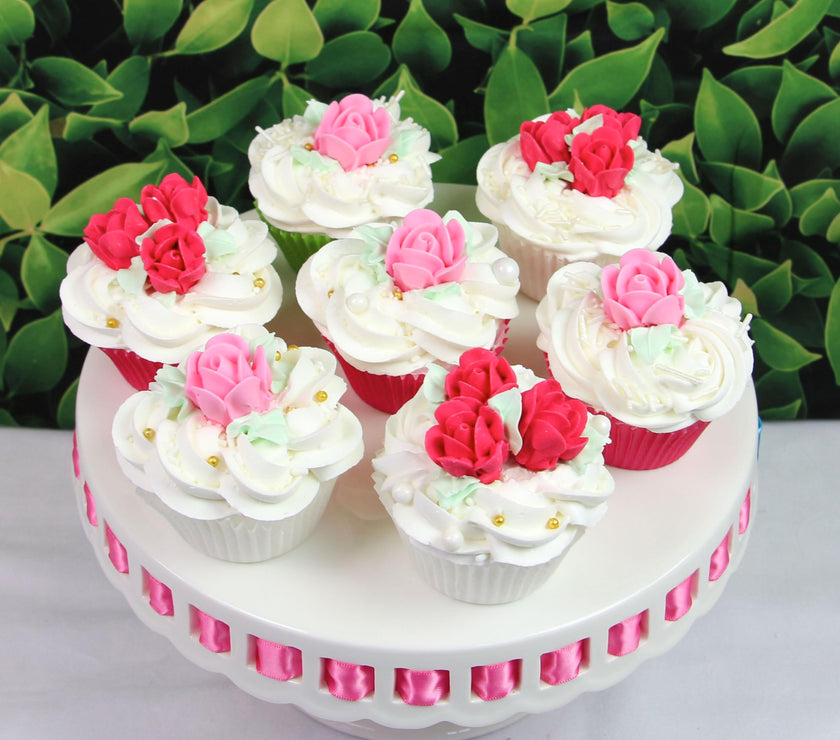 Edible Royal Icing Roses, Two Dozen Roses for Cupcake Decorating, by Global Sugar Art, Pink and Red Rose Set