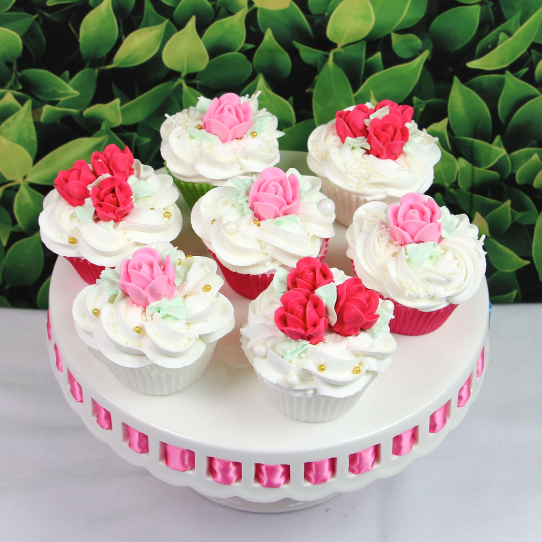 Edible Royal Icing Roses, Two Dozen Roses for Cupcake Decorating, by Global Sugar Art, Pink and Red Rose Set