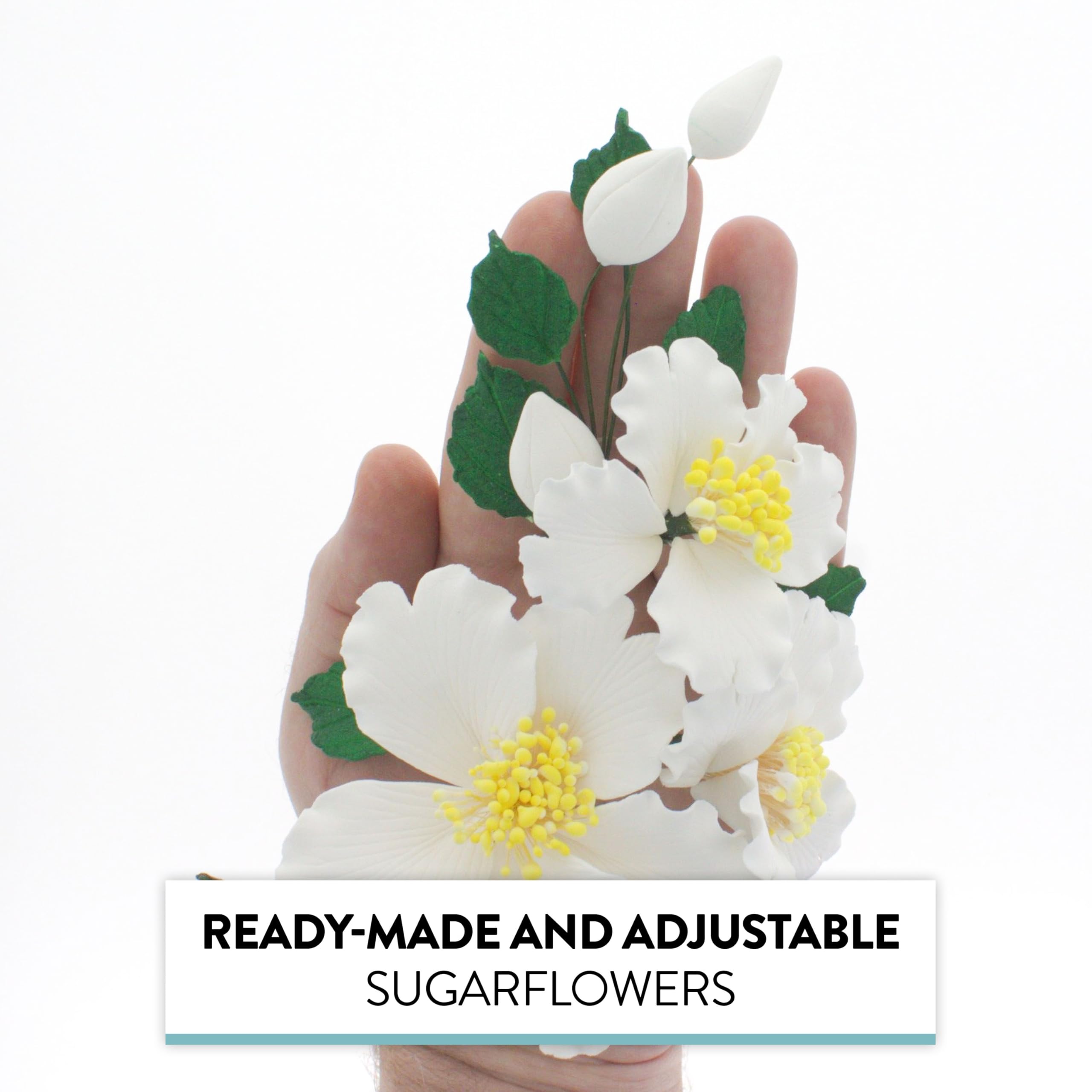 Orchid Sugar Cake Flowers, Camellia Orchid Spray, by Global Sugar Art, White