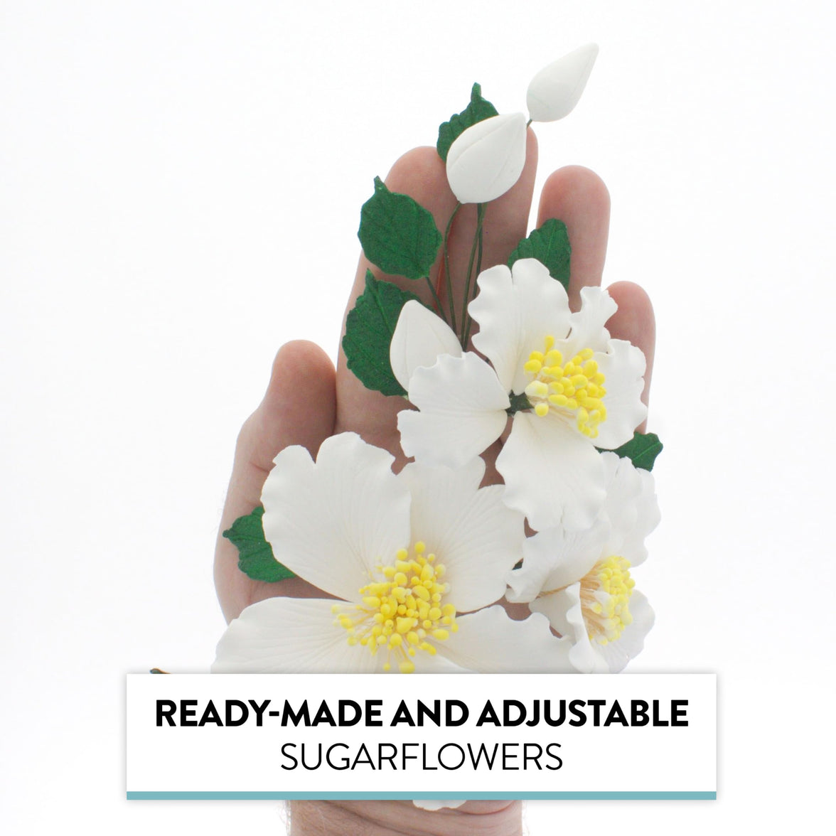 Orchid Sugar Cake Flowers, Camellia Orchid Spray, by Global Sugar Art, White