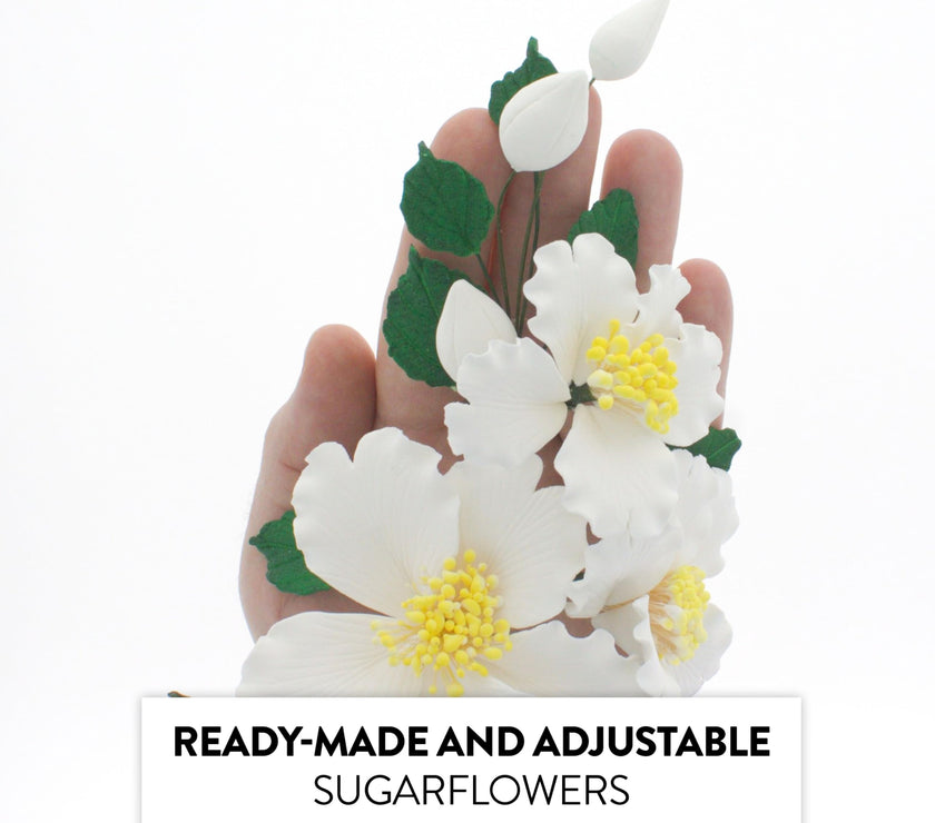 Orchid Sugar Cake Flowers, Camellia Orchid Spray, by Global Sugar Art, White